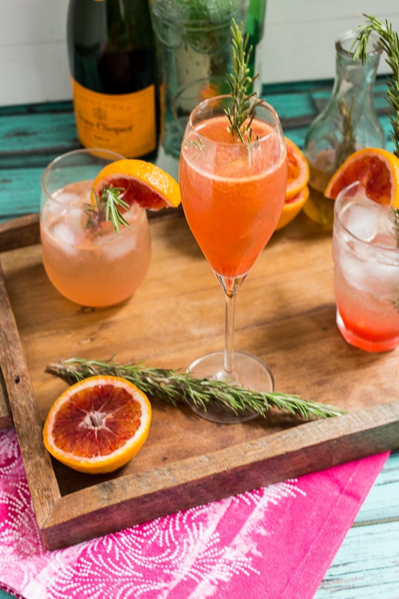 Blood Orange Rosemary Spritzer #SundaySupper from The Girl In The Little Red Kitchen