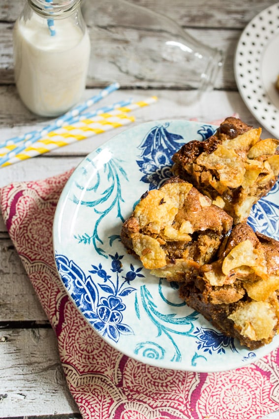 Potato Chip Dulce de Leche Blondies from The Girl In The Little Red Kitchen