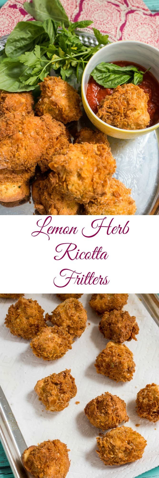 Lemon Herb Ricotta Fritters | girlinthelittleredkitchen.com