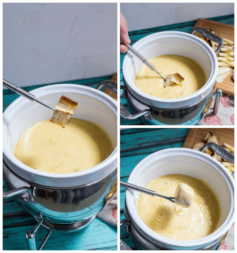 Roasted Garlic  Cheese Fondue-Collage | girlinthelittleredkitchen.com