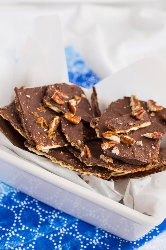 Matzah Toffee Pecan Crunch from The Girl In The Little Red Kitchen