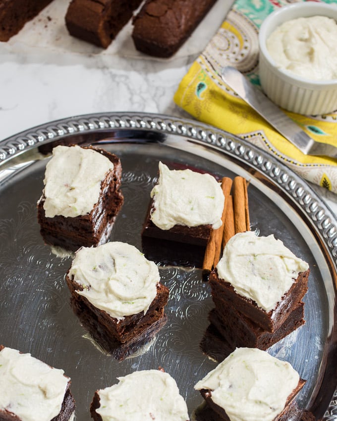 Mexican Chocolate Brownies with Tequila Lime Buttercream | girlinthelittleredkitchen.com