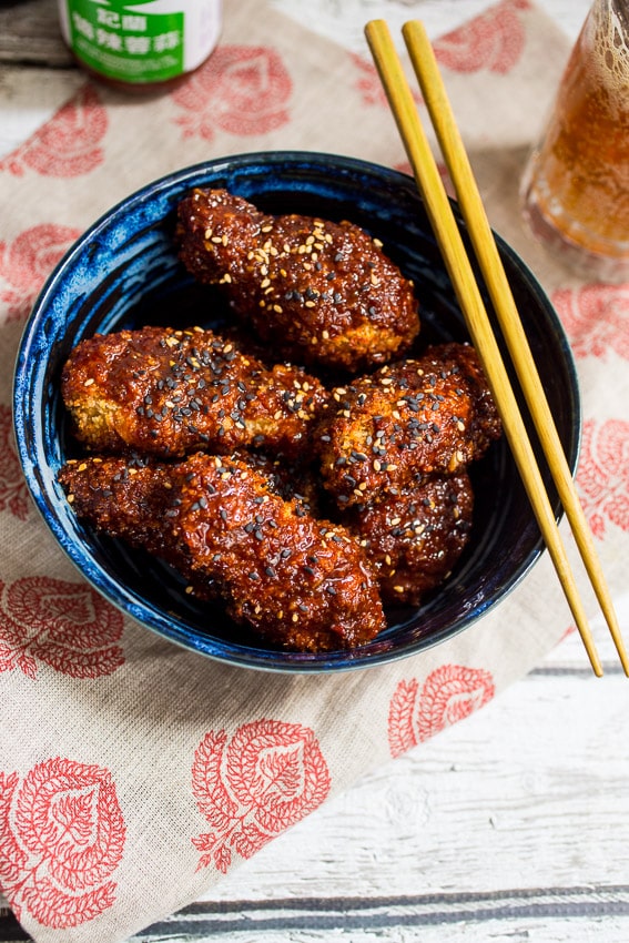 Oven Baked Korean Fried Chicken | girlinthelittleredkitchen.com