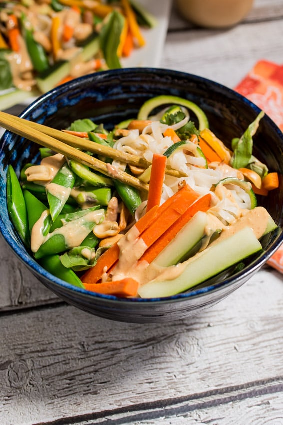 Spring Thai Salad with Peanut Dressing from The Girl In The Little Red Kitchen