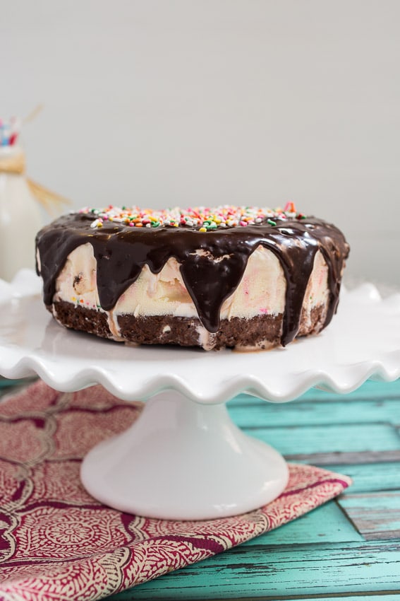 Brownie Funfetti Ice Cream Cake from The Girl In The Little Red Kitchen