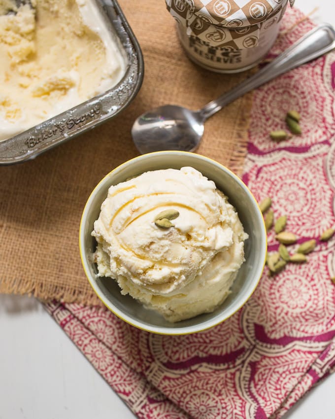 Cardamom Fig Ice Cream from The Girl In The Little Red Kitchen