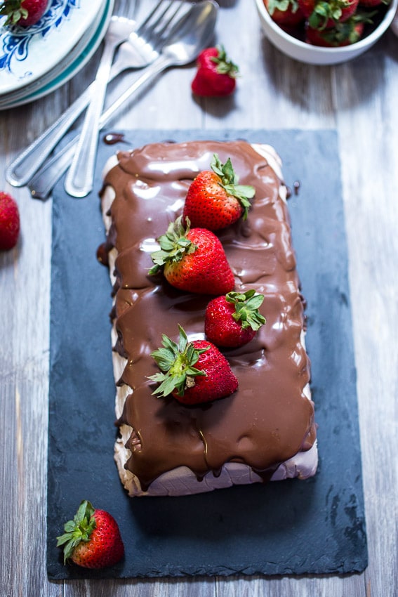 Chocolate Covered Strawberry Semifreddo | girlinthelittleredkitchen.com