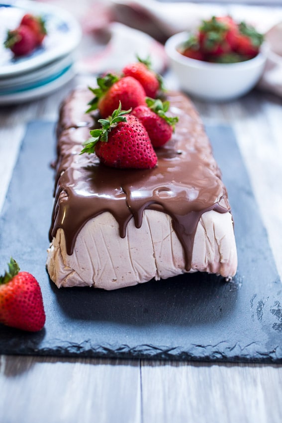 Chocolate Covered Strawberry Semifreddo from The Girl In The Little Red Kitchen