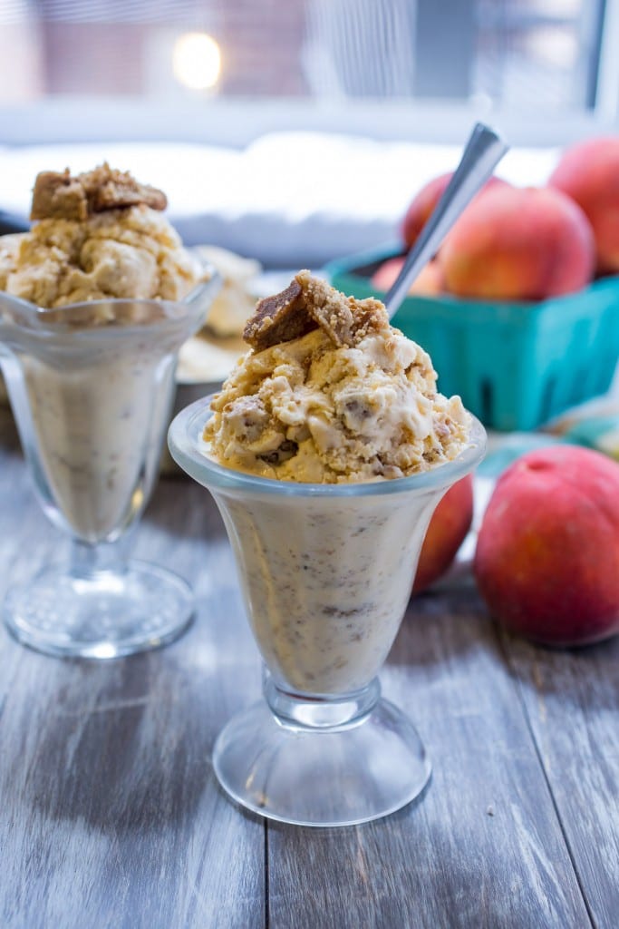Buttermilk Peach Crumb Ice Cream from The Girl In The Little Red Kitchen