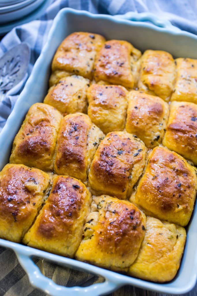 Sweet Potato Herb Parker House Rolls from The Girl In the Little Red Kitchen