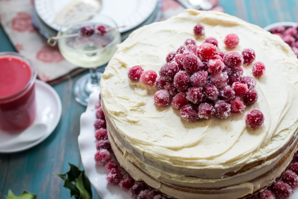Cranberry Champagne Cake | girlinthelittleredkitchen.com