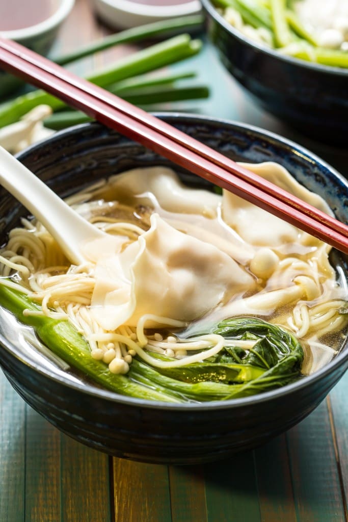 Chicken Mushroom Dumpling and Noodle Soup | girlinthelittleredkitchen.com