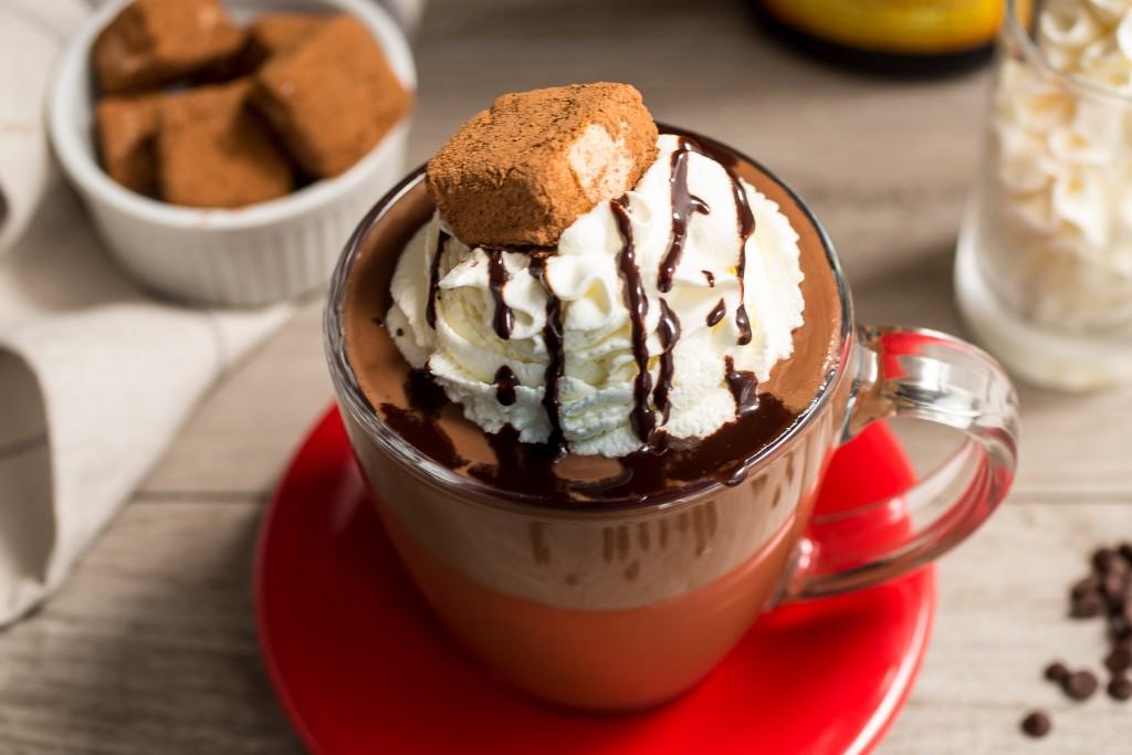 Spiked Hazelnut Hot Chocolate | girlinthelittleredkitchen.com