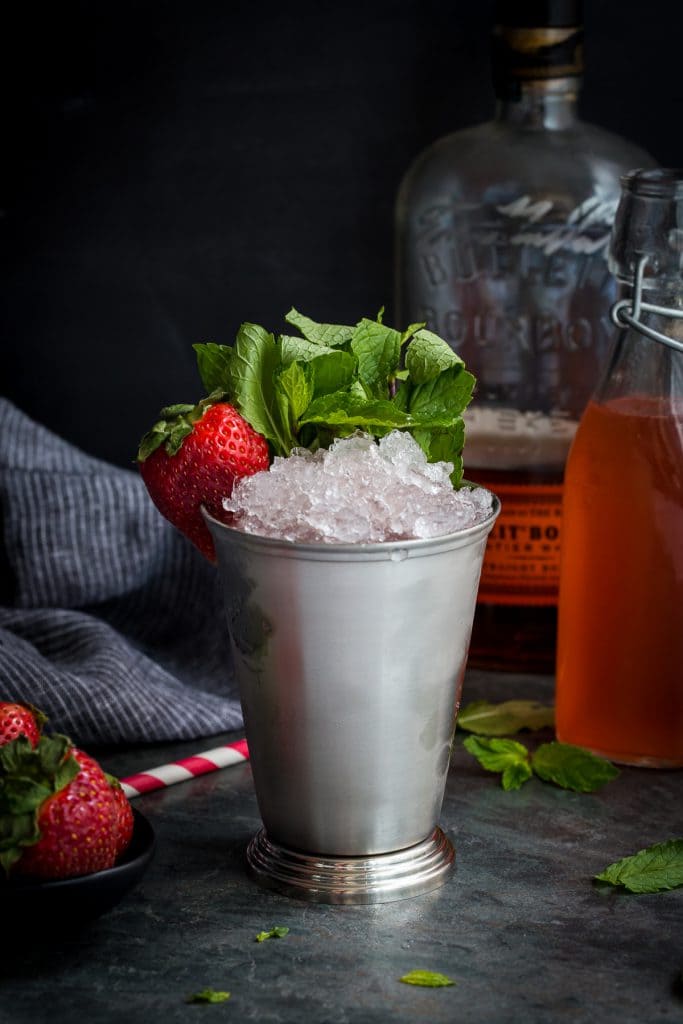 Strawberry Rhubarb Julep from The Girl In The Little Red Kitchen