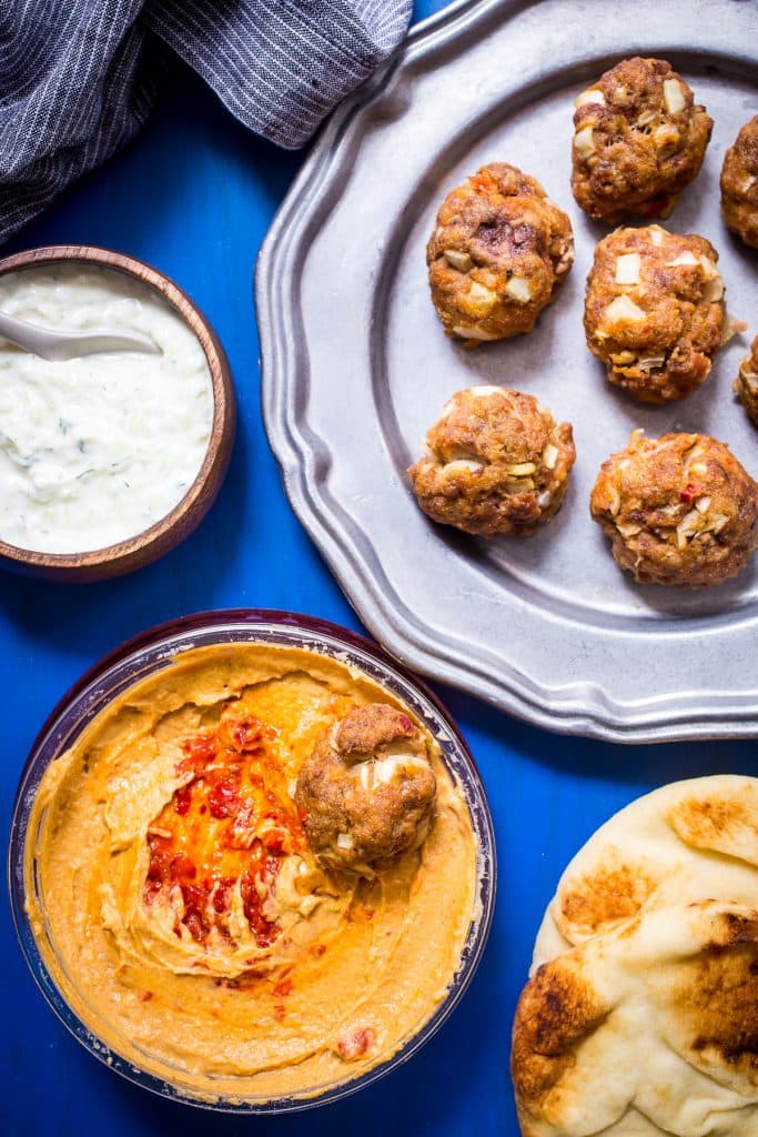 Chipotle Hummus Meatballs from The Girl In The Little Red Kitchen