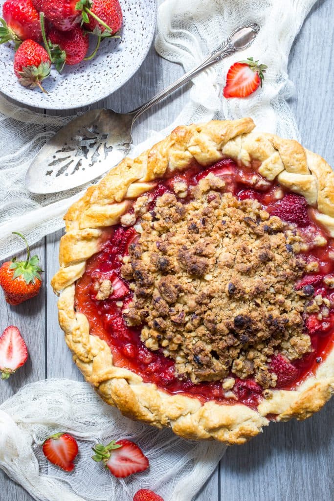 Strawberry Hazelnut Crumb Pie from The Girl In The Little Red Kitchen