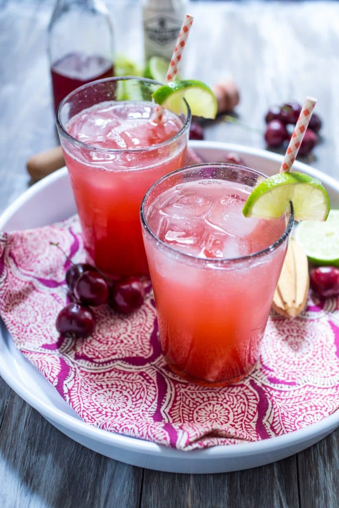 Cherry Lime Gin Rickey | girlinthelittleredkitchen.com