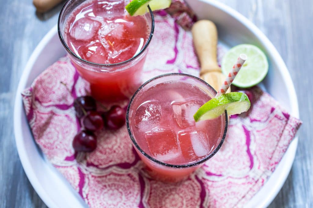 Cherry Lime Gin Rickey | girlinthelittleredkitchen.com