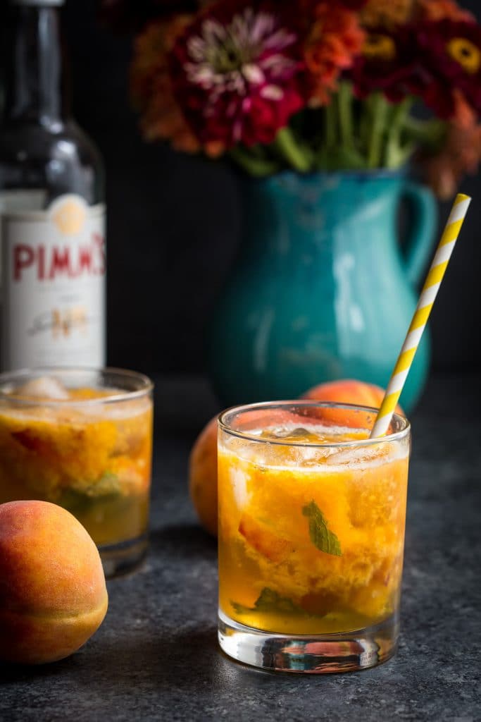 Peach Pimm's from The Girl In The Little Red Kitchen