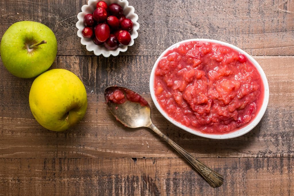Cranberry Apple Date Sauce | girlinthelittleredkitchen.com