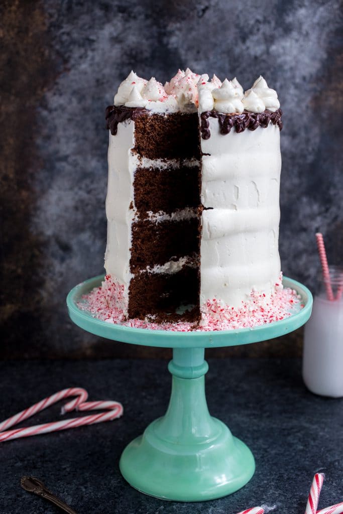 Chocolate Peppermint Cake | girlinthelittleredkitchen.com