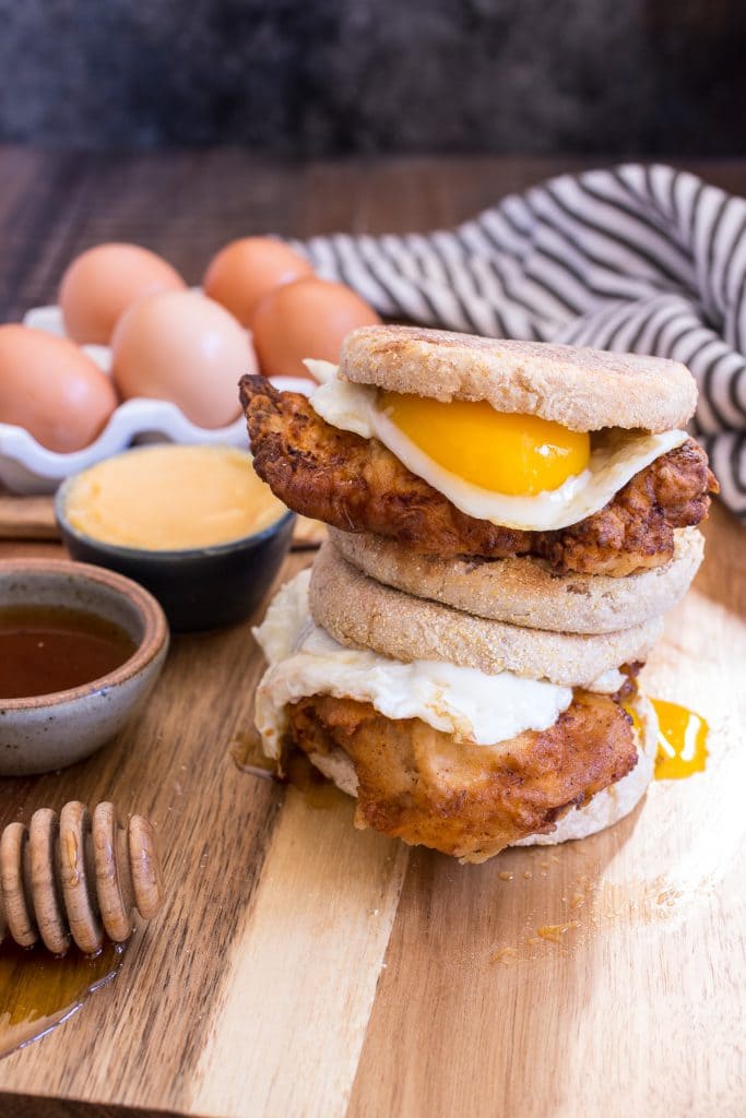 Chicken and Egg Sandwich with Hot Honey Butter | girlinthelittleredkitchen.com
