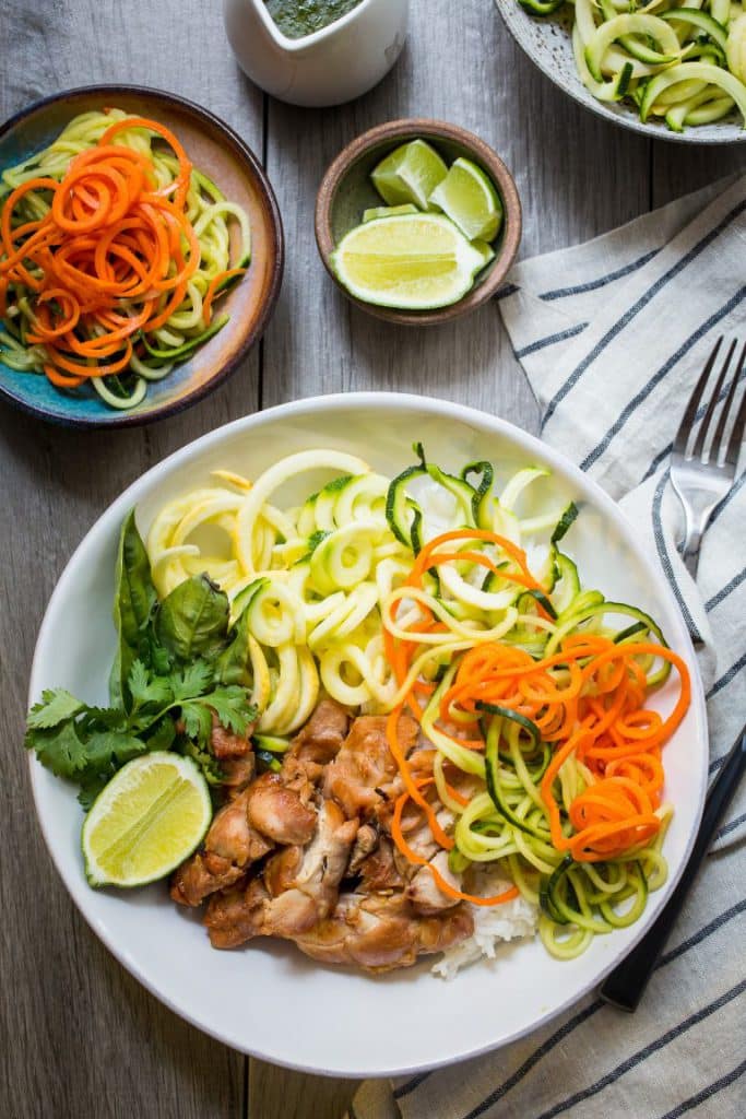 Chicken Banh Mi Vegetable and Rice Bowl | girlinthelittleredkitchen.com