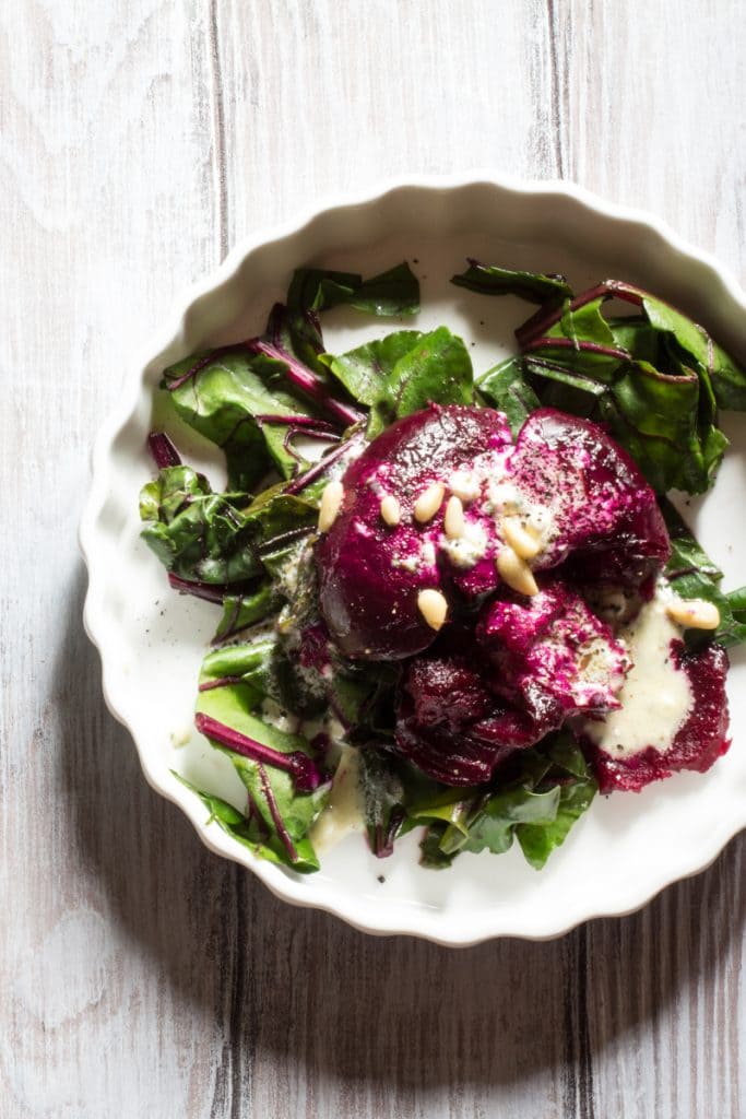 SMASHED ROASTED BEETS WITH GOAT CHEESE DRESSING | The Wimpy Vegetarian