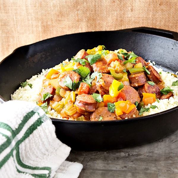 LOW-CARB CAJUN STYLE SAUSAGE AND CAULIFLOWER RICE | PASTRY CHEF ONLINE