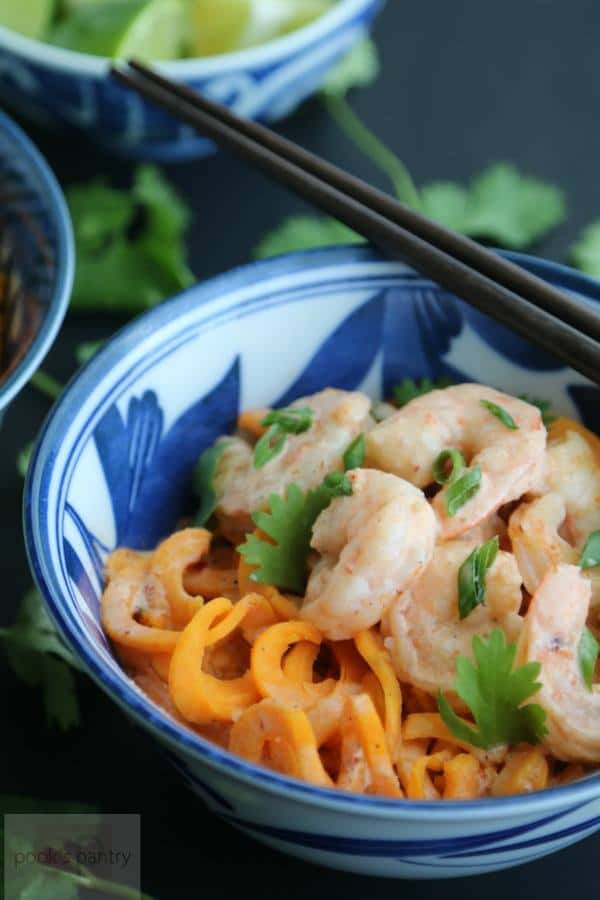 Thai Red Curry Coconut Shrimp & Sweet Potato Noodles | Pook's Pantry