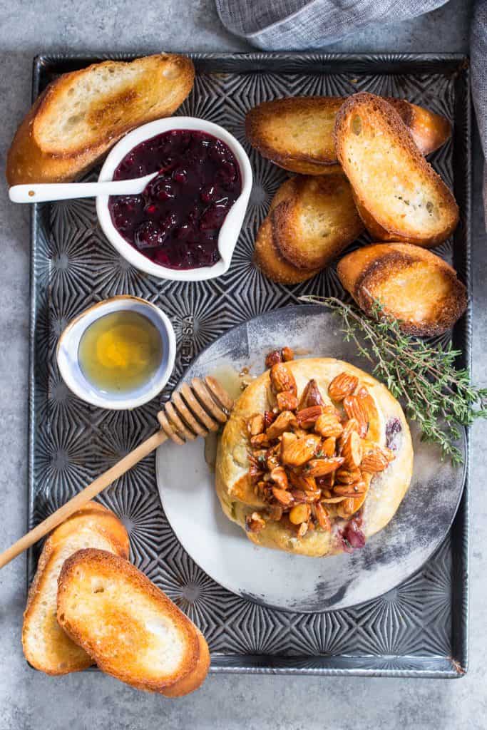 Baked Brie en Croute with Cherries | girlinthelittleredkitchen.com